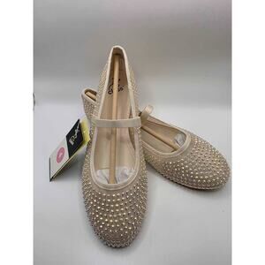 Kids' Faye Embellished Mesh Ballet Flats Beige - art class - SIZE 4
